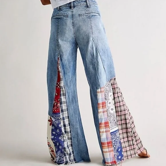 Free People Multicolor Patchwork Flare Jeans - Picture 3 of 13